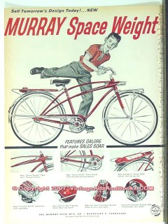 murray ohio mfg company 1963 space weight bicycle vintage ad