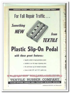 textile rubber company 1963 plastic slip-on bicycle pedal vintage ad