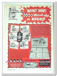 hawk model company 1963 wow! now! weird-ohs decals bicycle vintage ad