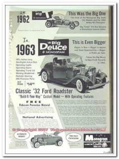 monogram 1963 big deuce classic 1932 ford roadster model vintage ad