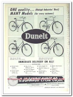 dunelt 1963 raleigh industries one quality many models bike vintage ad