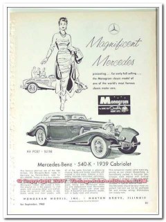 monogram models 1963 mercedes benz 540-k model kit car vintage ad