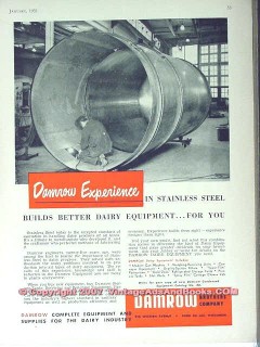 Damrow Brothers Company 1951 Vintage Ad Ice Cream Stainless Equipment