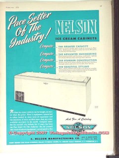 C Nelson Mfg Company 1951 Vintage Ad Ice Cream Cabinets Pace Setter