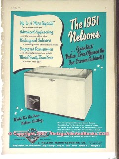 C Nelson Mfg Company 1951 Vintage Ad Ice Cream Cabinet Greatest Value