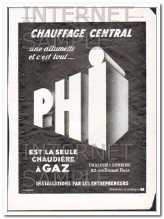phi 1930 french only gas fired boiler central heating vintage ad