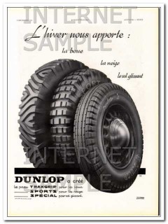 dunlop 1936 french trakgrip sports special winter snow tire vintage ad dunlop 1936 french trakgrip sports special winter snow tire vintage ad