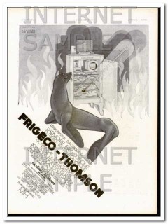frigeco-thomson 1930 french refrigerator cabinet keeps food vintage ad