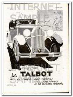talbot 1930 pacific french elegant art deco by geo ham car vintage ad