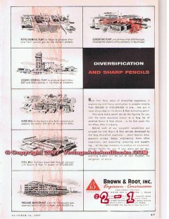 Brown Root Inc 1955 Vintage Ad Gas Oil Engineering Diversification