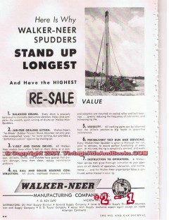 Walker-Neer Mfg Company 1955 Vintage Ad Oil Stand Up Longest Spudders Walker-Neer Mfg Company 1955 Vintage Ad Oil Stand Up Longest Spudders