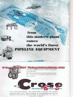 M J Crose Mfg Company 1955 Vintage Ad Oil Pipeline Equipment Finest
