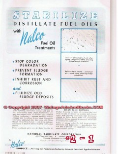 National Aluminate Corp 1955 Vintage Ad Nalco Fuel Oil Stabilize