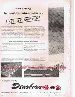 Dearborn Chemical Company 1955 Vintage Ad Protect Pipeline NO-OX-ID Dearborn Chemical Company 1955 Vintage Ad Protect Pipeline NO-OX-ID