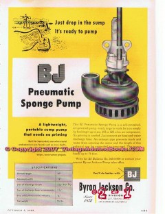 Byron Jackson Company 1955 Vintage Ad Oil Sump Pneumatic Sponge Pump