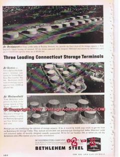 Bethlehem Steel Company 1955 Vintage Ad Oil Tanks CT Storage Terminals