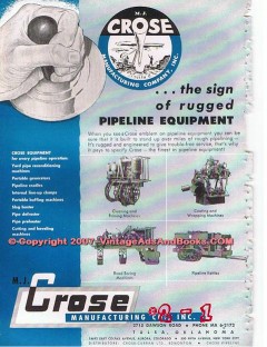 M J Crose Mfg Company 1955 Vintage Ad Oil Pipeline Equipment Rugged M J Crose Mfg Company 1955 Vintage Ad Oil Pipeline Equipment Rugged