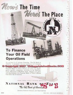 National Bank Tulsa 1955 Vintage Ad Finance Oil Field Operations Time