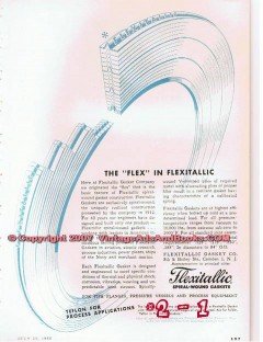 Flexitallic Gasket Company 1955 Vintage Ad Flex Spiral-Wound Teflon Flexitallic Gasket Company 1955 Vintage Ad Flex Spiral-Wound Teflon