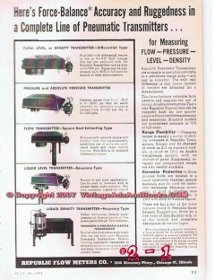 Republic Flow Meters Company 1955 Vintage Ad Oil Pneumatic Transmitter Republic Flow Meters Company 1955 Vintage Ad Oil Pneumatic Transmitter