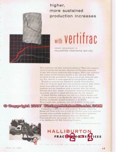 Halliburton Oil Well Cementing Company 1955 Vintage Ad Verifrac Higher