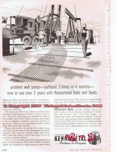 Kennametal Inc 1955 Vintage Ad Oil Well Pump Balls Seats Oilfield