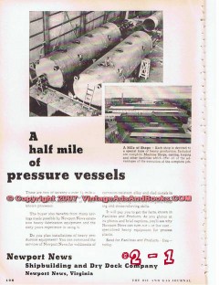 Newport News Shipbuilding Dry Dock 1955 Vintage Ad Pressure Vessels