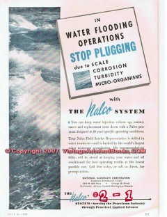 National Aluminate Corp 1955 Vintage Ad Oil Nalco System Stop Plugging National Aluminate Corp 1955 Vintage Ad Oil Nalco System Stop Plugging