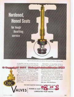 Ohio Injector Company 1955 Vintage Ad Bronze Valve Hardened Honed Seat Ohio Injector Company 1955 Vintage Ad Bronze Valve Hardened Honed Seat
