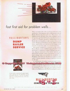 Halliburton Cementing Services Company 1955 Vintage Ad Dump Bailer Aid Halliburton Cementing Services Company 1955 Vintage Ad Dump Bailer Aid