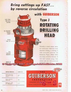 Guiberson Corp 1955 Vintage Ad Oil Field Rotating Drilling Head Fast Guiberson Corp 1955 Vintage Ad Oil Field Rotating Drilling Head Fast