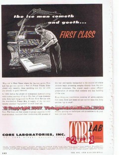 Core Laboratories Inc 1955 Vintage Ad Oil Field Ice Man First Class Core Laboratories Inc 1955 Vintage Ad Oil Field Ice Man First Class