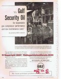 Gulf Oil Corp 1955 Vintage Ad Security Gas Compressor Performance