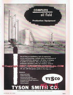 Tyson Smith Company 1955 Vintage Ad Oil Field Production Equipment Tyson Smith Company 1955 Vintage Ad Oil Field Production Equipment