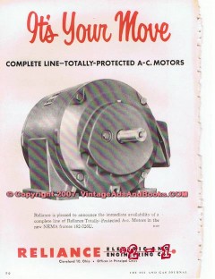 Reliance Electric Engineering Company 1955 Vintage Ad A-C Motors Move
