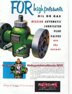 Mission Mfg Company 1955 Vintage Ad Oil Gas Plug Valves High Pressure