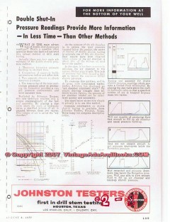 Johnston Testers Inc 1955 Vintage Ad Oil Shut-In Pressure Readings Johnston Testers Inc 1955 Vintage Ad Oil Shut-In Pressure Readings