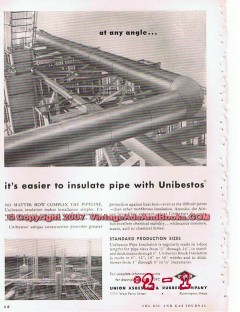 Union Asbestos Rubber Company 1955 Vintage Ad Oil Insulate Pipe Angle Union Asbestos Rubber Company 1955 Vintage Ad Oil Insulate Pipe Angle