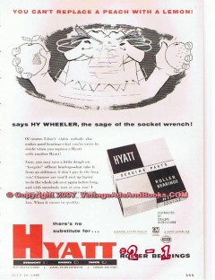 Hyatt Roller Bearing Company 1955 Vintage Ad Oil Replace Peach Lemon