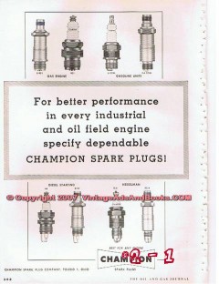 Champion Spark Plugs 1955 Vintage Ad Industrial Oil Engine Performance Champion Spark Plugs 1955 Vintage Ad Industrial Oil Engine Performance