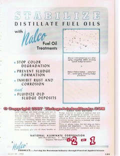 National Aluminate Corp 1955 Vintage Ad Fuel Oils Stabilize Distillate