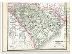 south carolina 1886 original hand colored antique state vintage map