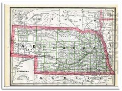 nebraska 1886 original hand colored antique state vintage map