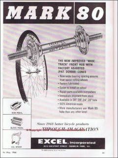 excel inc 1966 bike pedals mark 80 bicycle front hub vintage ad excel inc 1966 bike pedals mark 80 bicycle front hub vintage ad