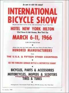 international bicycle show 1966 bikes parts mopeds scooters vintage ad