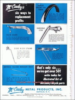 mccauley metal products 1966 six replacement bicycle parts vintage ad