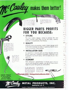 mccauley metal products 1963 green better made bicycle part vintage ad