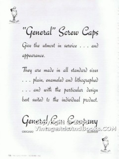 general can company 1938 screw caps glass bottle industry vintage ad general can company 1938 screw caps glass bottle industry vintage ad
