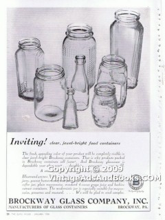 brockway glass co 1938 clear jewel-bright food containers vintage ad