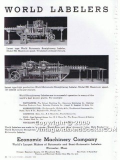 economic machinery company 1938 glass jar bottle labelers vintage ad